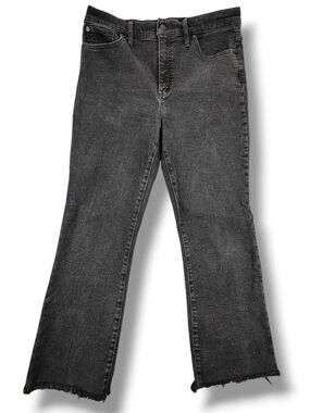 Madewell Cali Demi-Boot Jeans Washed Black Frayed Hem Size 31